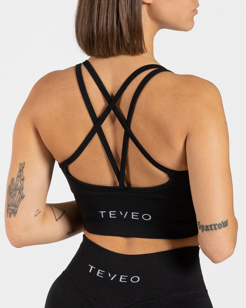 Black Women Teveo Statement Sports Bra | NZS-1048