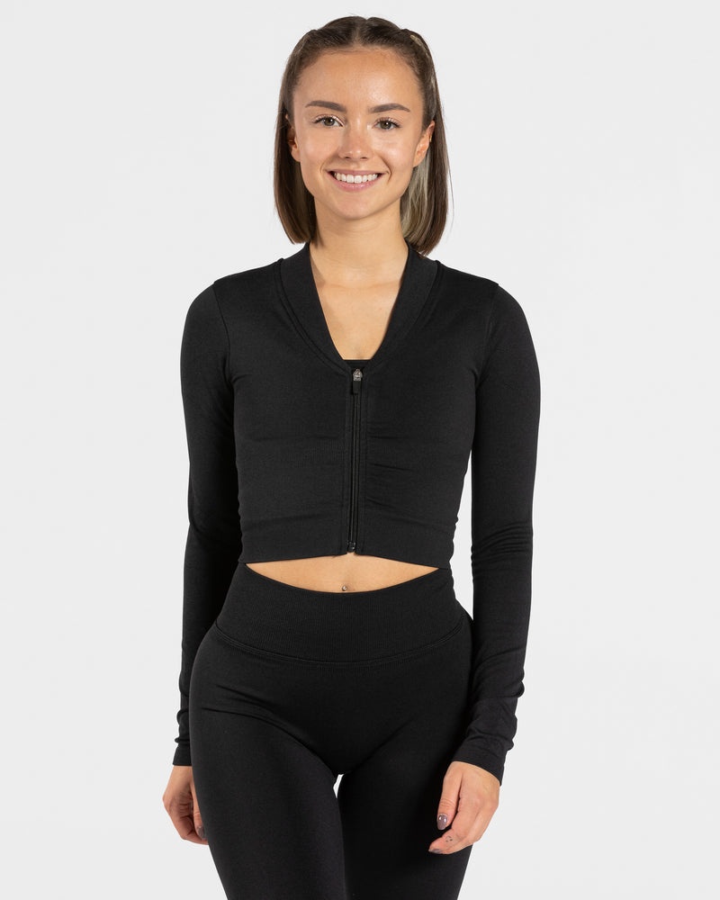 Black Women Teveo Statement Zip Jackets | HTJ-4887