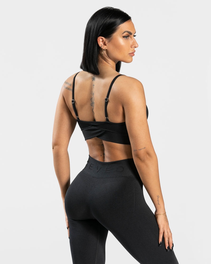 Black Women Teveo V-shape Sports Bra | IHN-2724