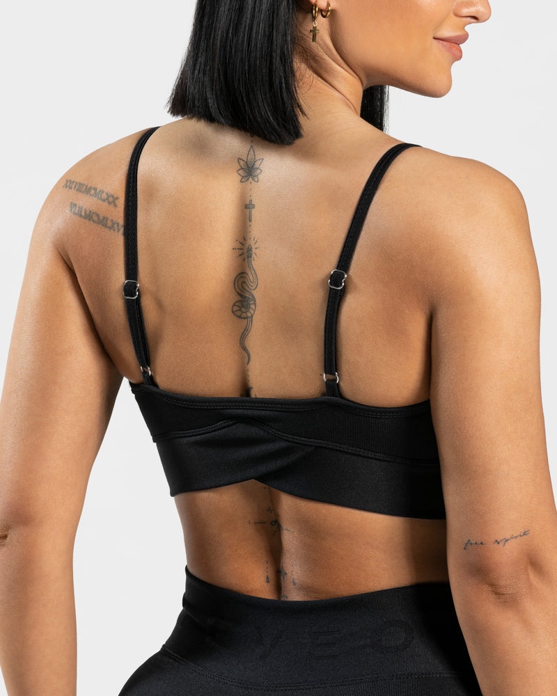 Black Women Teveo V-shape Sports Bra | IHN-2724