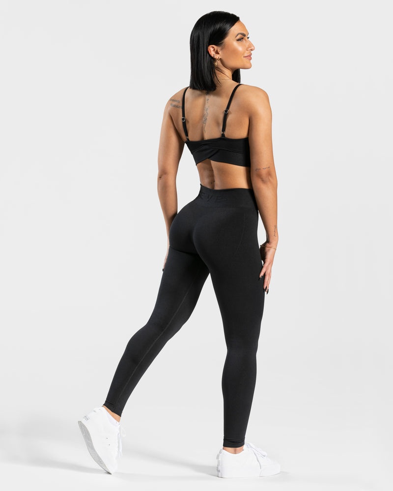 Black Women Teveo V-shape Sports Bra | IHN-2724