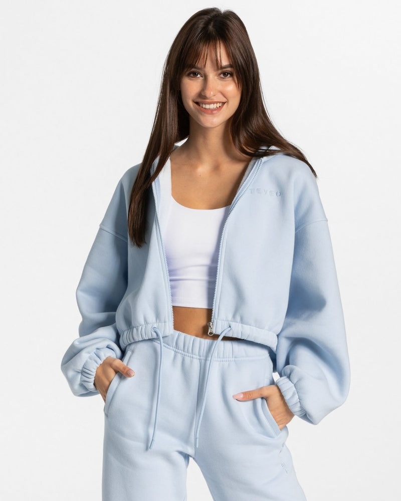 Blue Women Teveo Iconic Oversized Zip Hoodie | AEB-1700