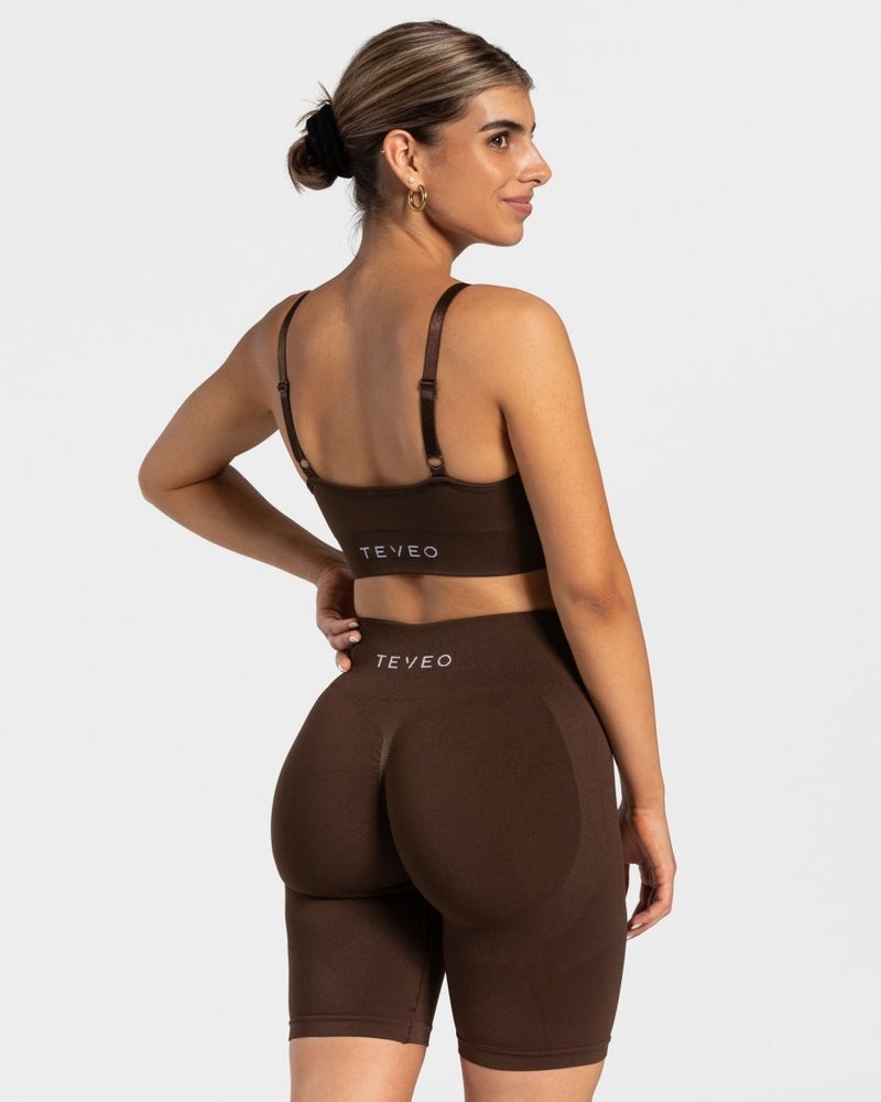 Brown Women Teveo Charming Scrunch Sports Bra | DYD-2422