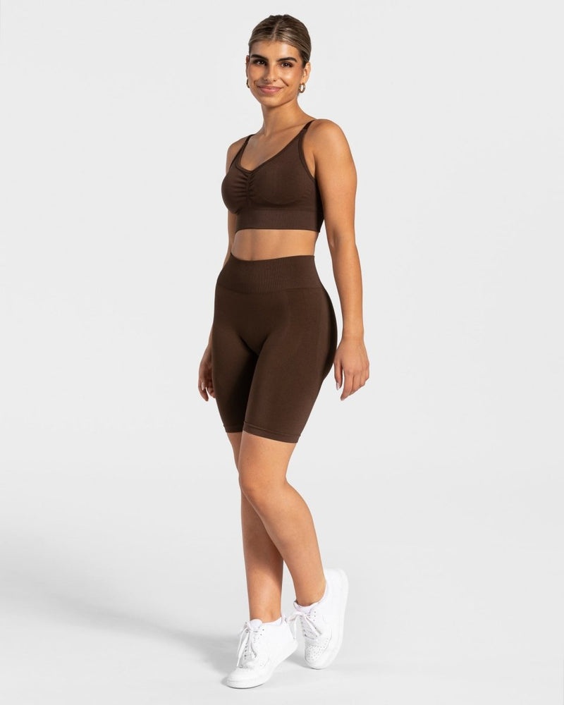 Brown Women Teveo Charming Scrunch Sports Bra | DYD-2422