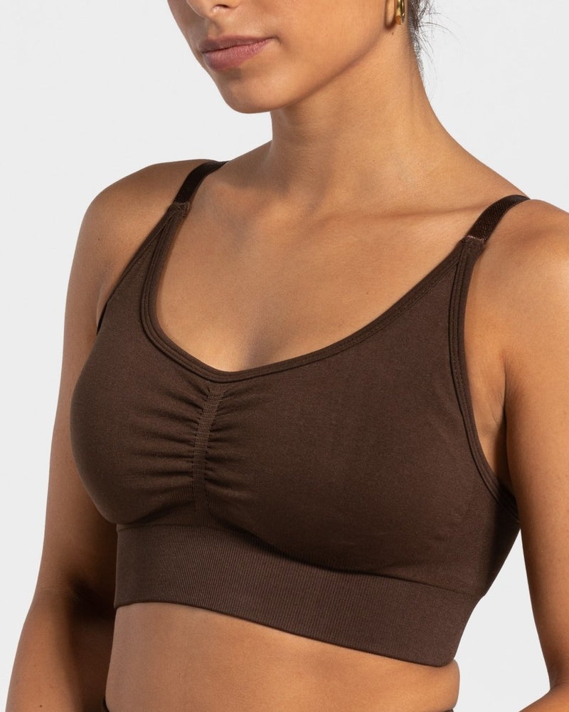 Brown Women Teveo Charming Scrunch Sports Bra | DYD-2422