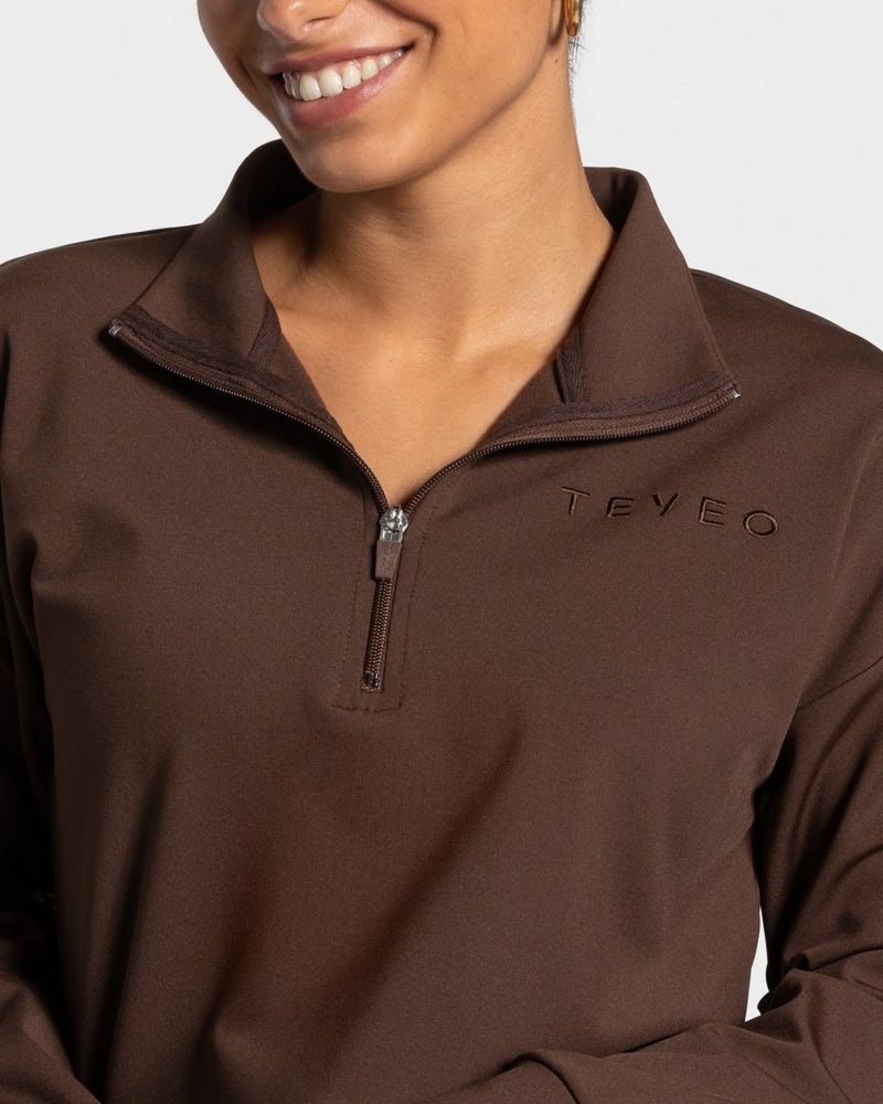 Brown Women Teveo Charming Zip Sweater | CXT-4578