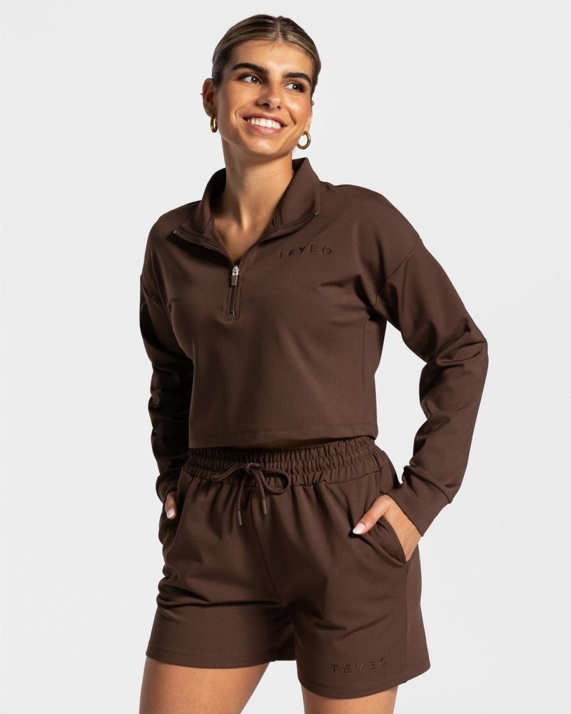 Brown Women Teveo Charming Zip Sweater | CXT-4578