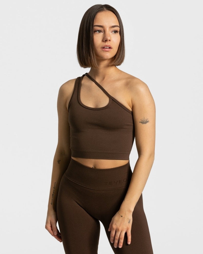 Brown Women Teveo Sassy One Shoulder Tops | QVK-5666