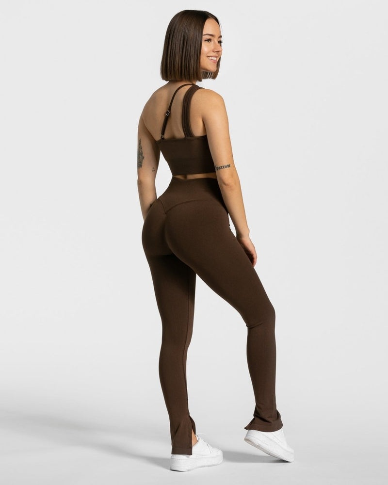 Brown Women Teveo Sassy Slit Leggings | ZWE-9940