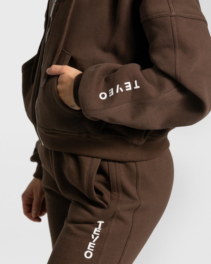 Brown Women Teveo Sassy Zip Hoodie | UUG-1380