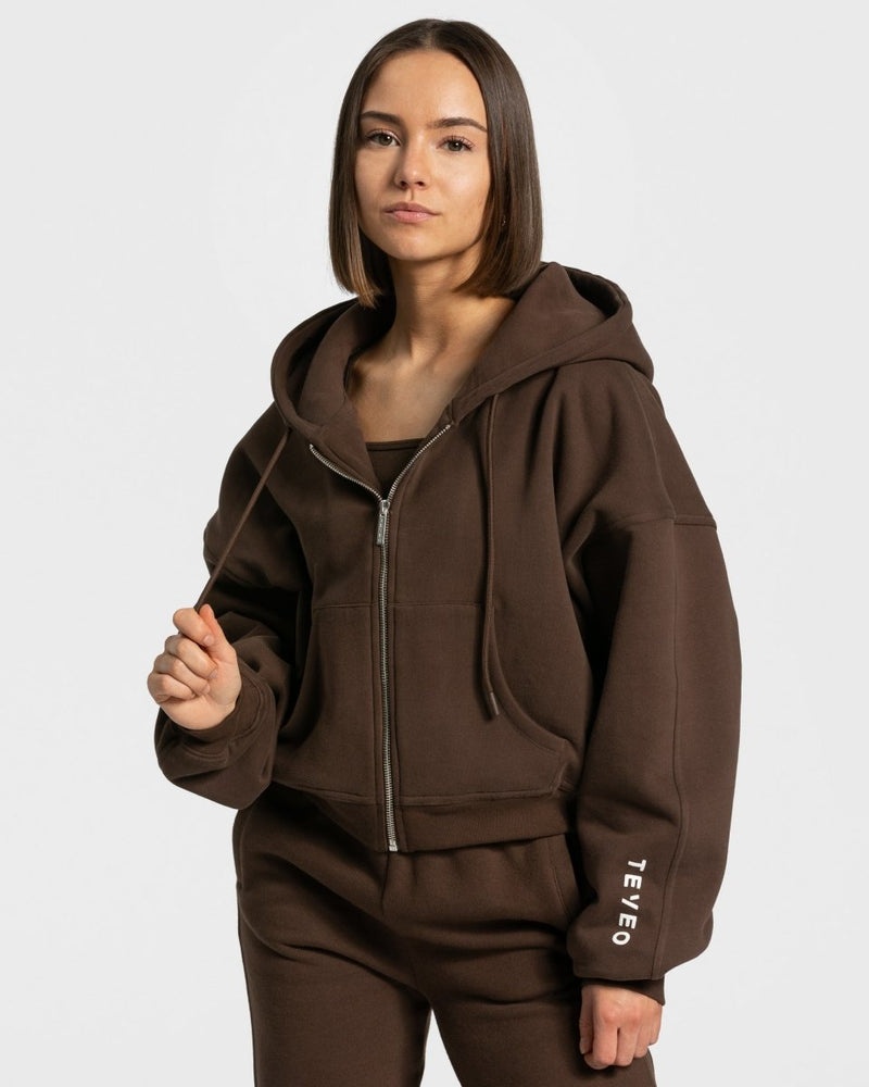 Brown Women Teveo Sassy Zip Hoodie | UUG-1380