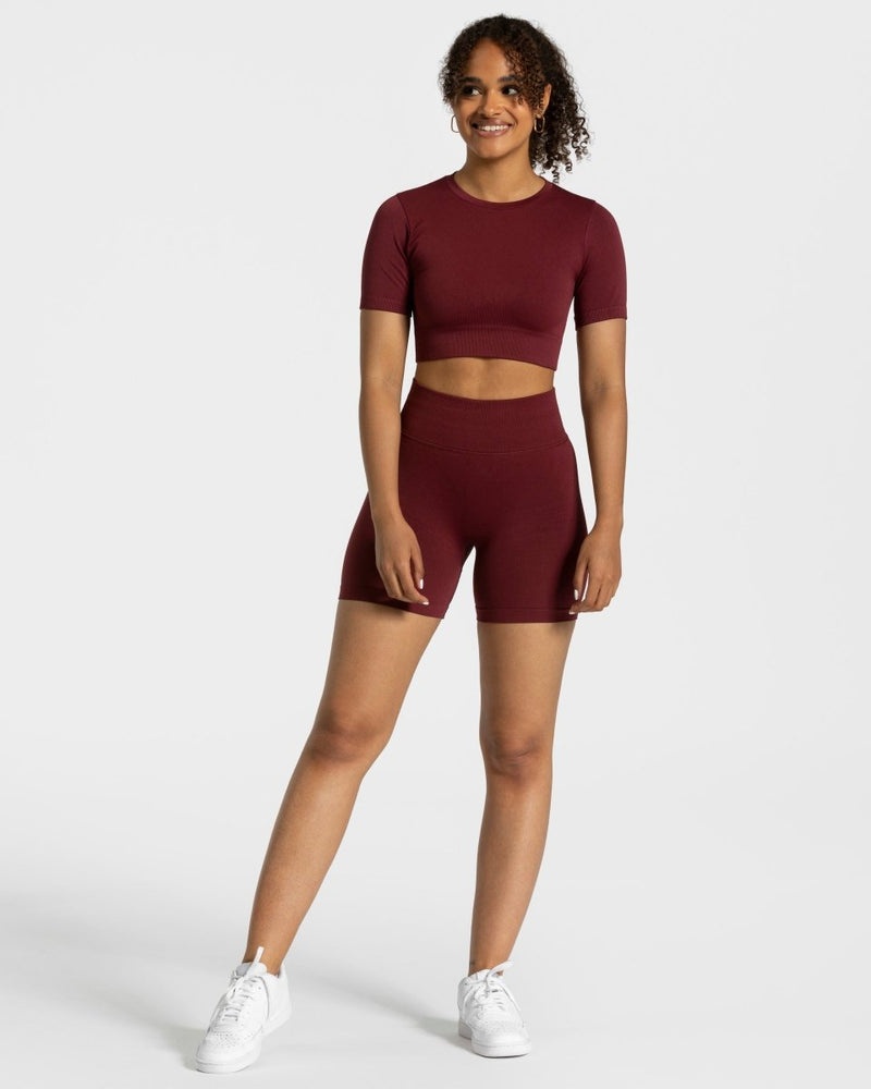 Burgundy Red Women Teveo Sensation Crop Tops | ZUP-7331