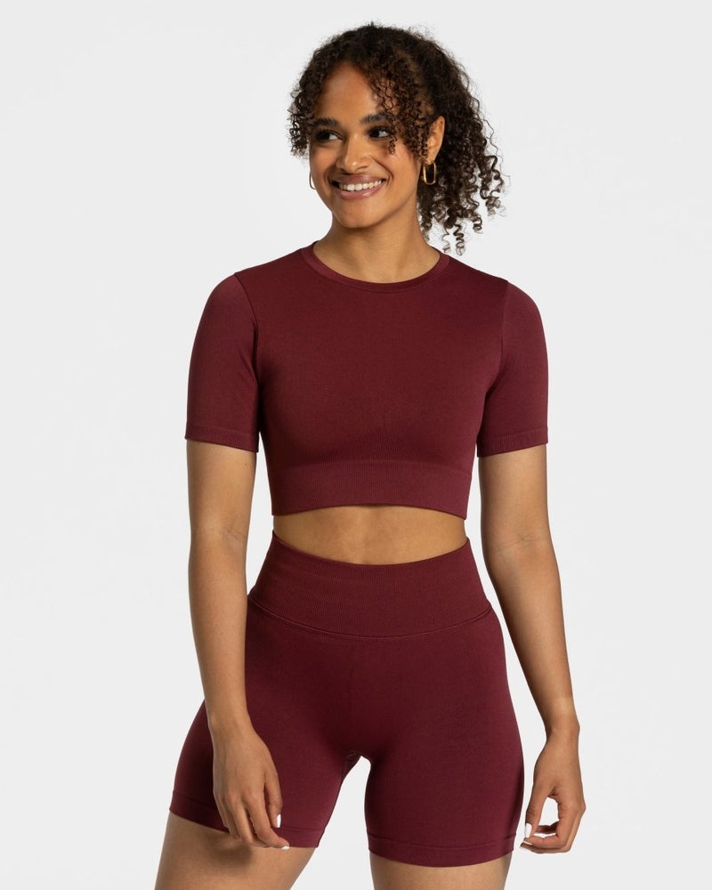 Burgundy Red Women Teveo Sensation Crop Tops | ZUP-7331