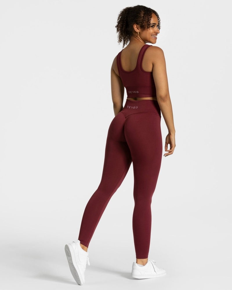 Burgundy Red Women Teveo Sensation Leggings | ECB-5040