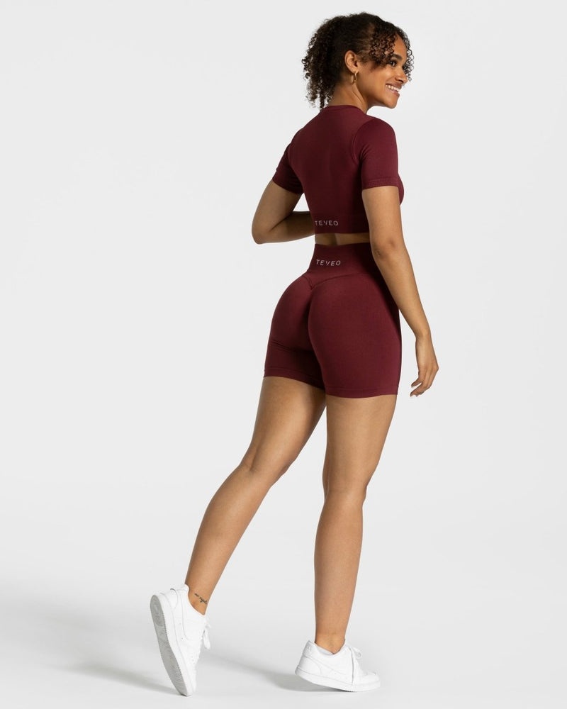 Burgundy Red Women Teveo Sensation Mini Shorts | AEG-0352