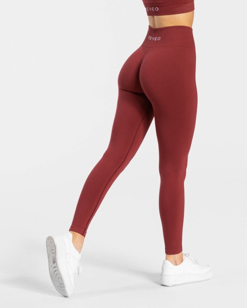 Burgundy Red Women Teveo Timeless Scrunch Leggings | SHY-9281