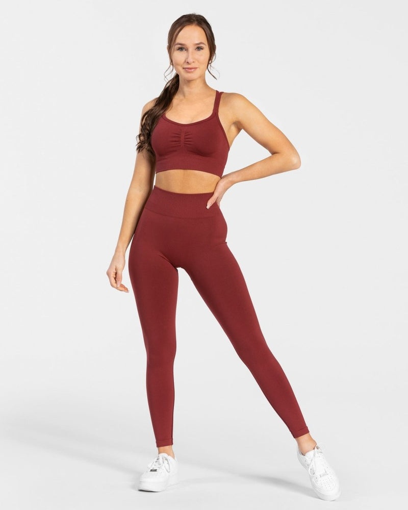 Burgundy Red Women Teveo Timeless Scrunch Leggings | SHY-9281