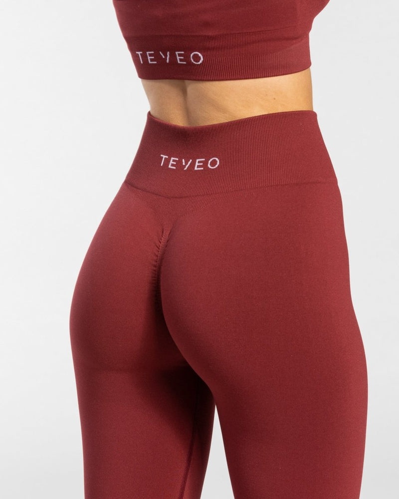 Burgundy Red Women Teveo Timeless Scrunch Leggings | SHY-9281