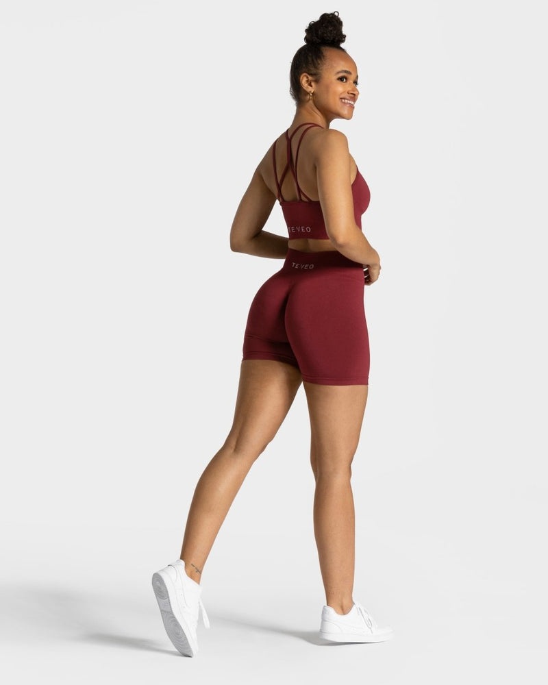 Burgundy Red Women Teveo Timeless Scrunch Shorts | CMU-8844