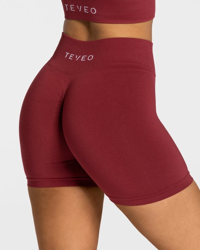 Burgundy Red Women Teveo Timeless Scrunch Shorts | CMU-8844