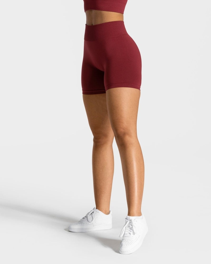 Burgundy Red Women Teveo Timeless Scrunch Shorts | CMU-8844