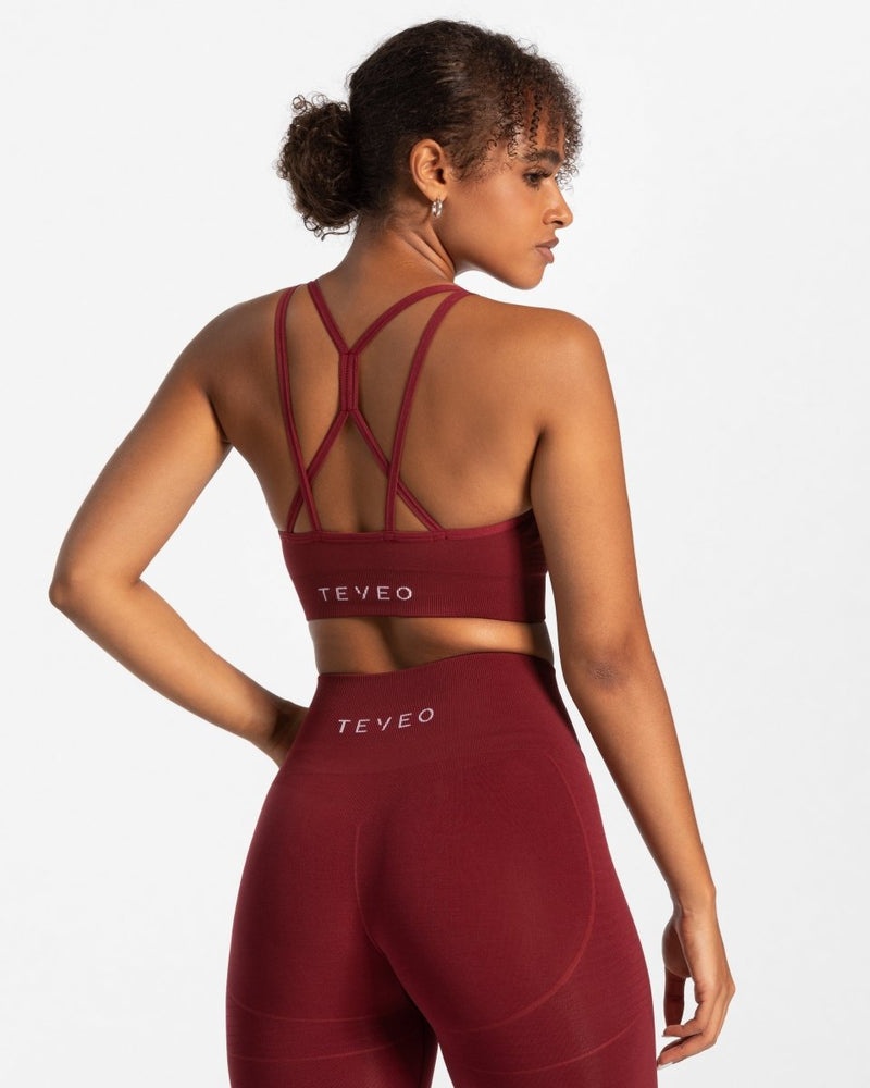 Burgundy Red Women Teveo True Sports Bra | ZJC-7905