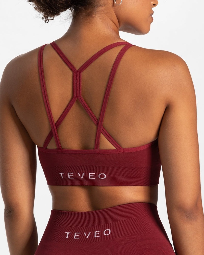 Burgundy Red Women Teveo True Sports Bra | ZJC-7905