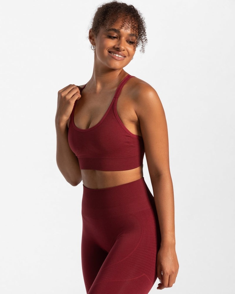 Burgundy Red Women Teveo True Sports Bra | ZJC-7905