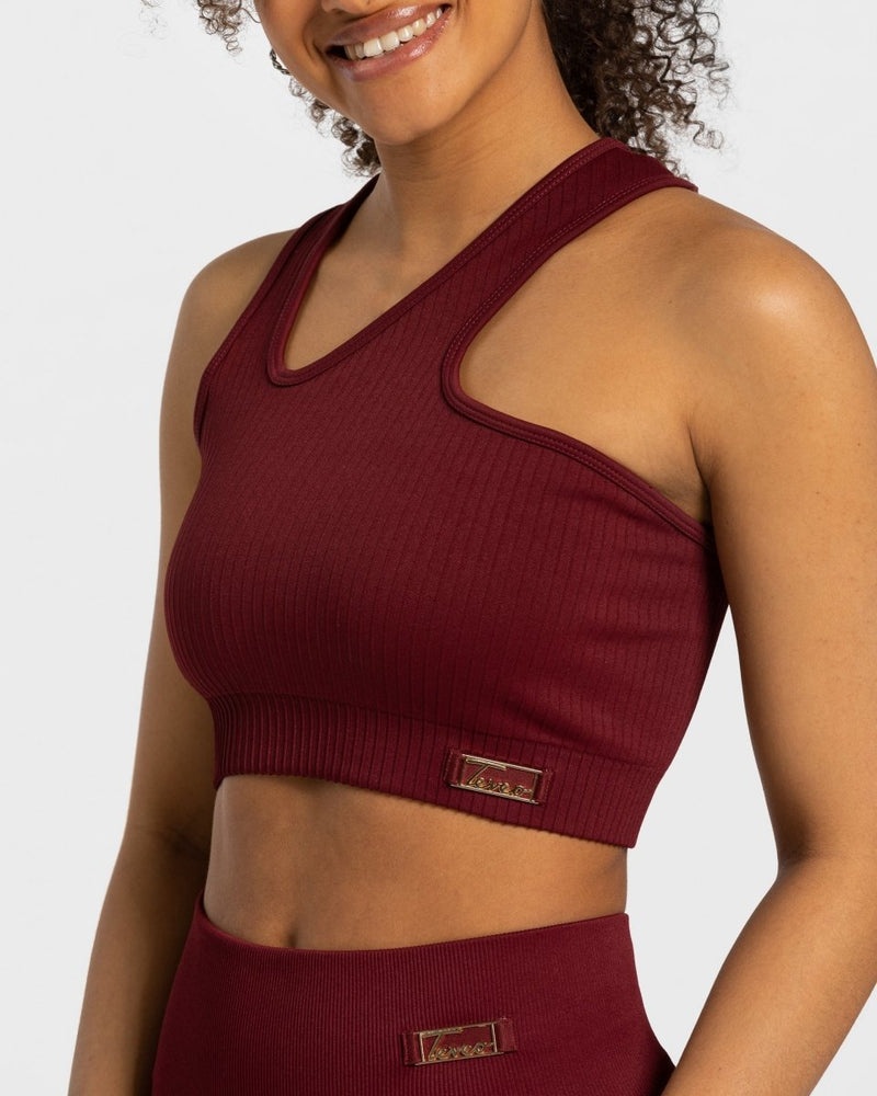 Burgundy Women Teveo Golden Asymmetric Tops | CAV-1554