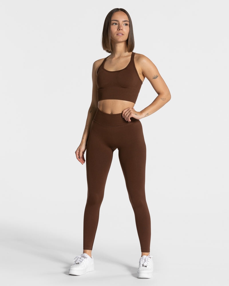 Coffee Women Teveo Statement Scrunch Leggings | CUR-5079