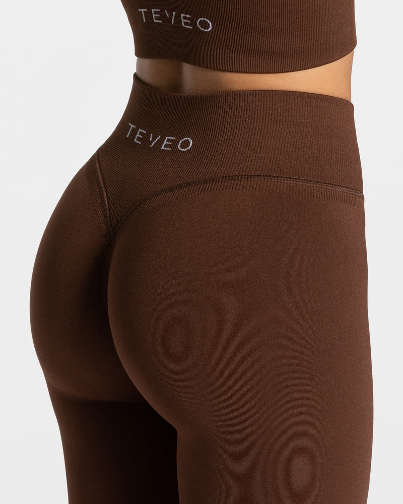 Coffee Women Teveo Statement Scrunch Leggings | CUR-5079