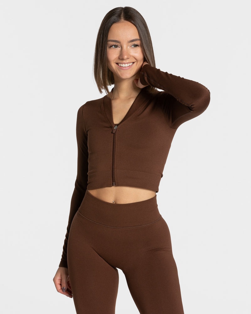 Coffee Women Teveo Statement Zip Jackets | PRN-9137