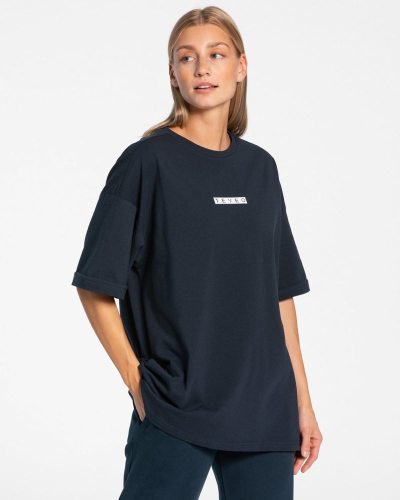 Dark Blue Women Teveo Iconic Oversized T Shirts | WFF-4868