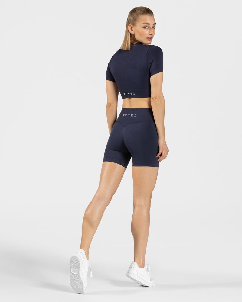 Dark Blue Women Teveo Sensation Crop Tops | ECT-3877