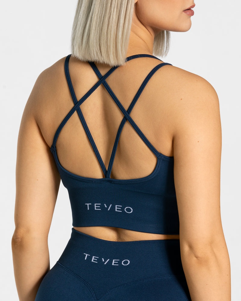 Dark Blue Women Teveo Statement Sports Bra | VBW-5616