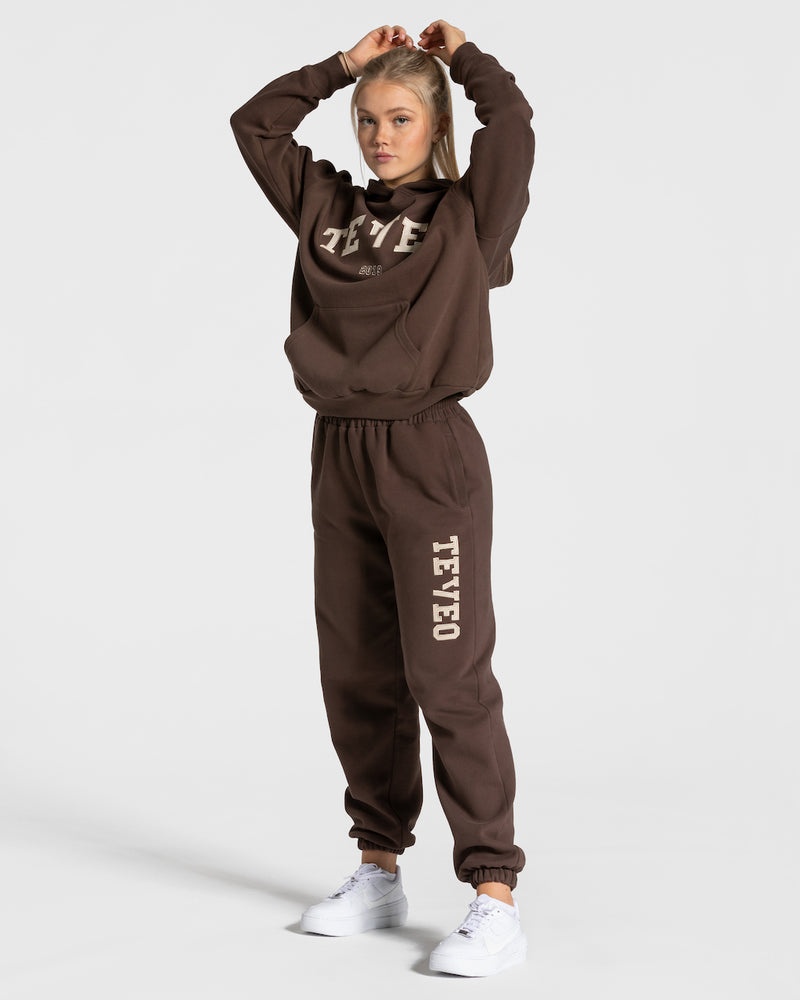 Dark Brown Women Teveo College Oversized Hoodie | ROM-5378