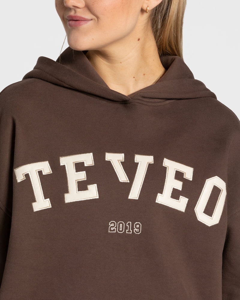 Dark Brown Women Teveo College Oversized Hoodie | ROM-5378