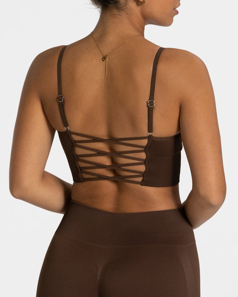 Dark Brown Women Teveo Elegant Cross Tops | PGK-7547