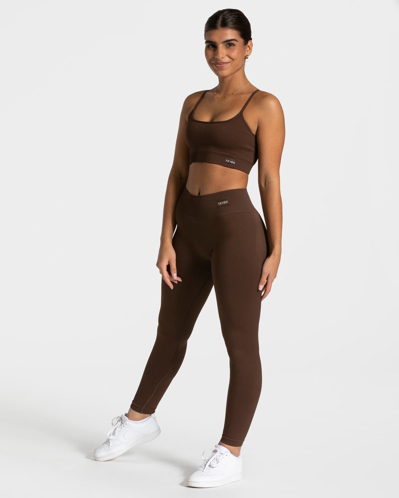 Dark Brown Women Teveo Elegant Scrunch Leggings | FDF-4480