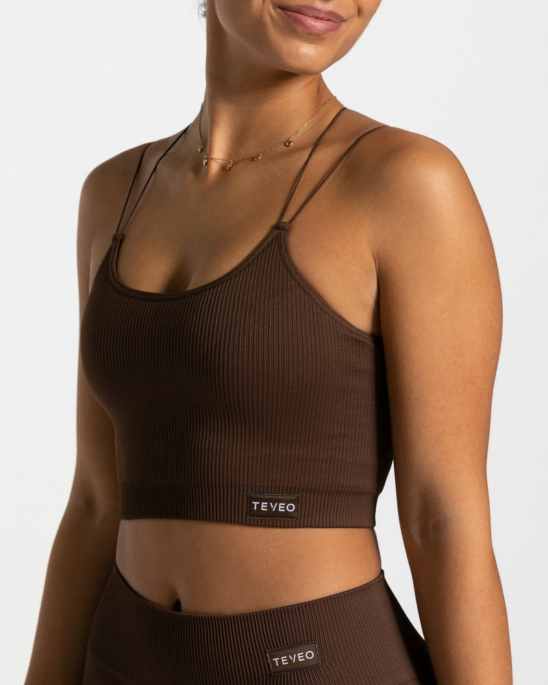 Dark Brown Women Teveo Elegant Strap Tops | CZA-8193