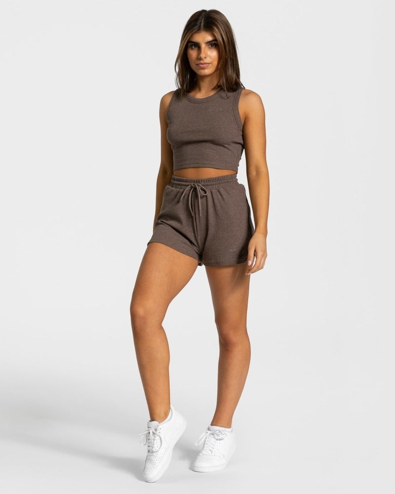 Dark Brown Women Teveo Lounge Crop Tops | XVN-9827