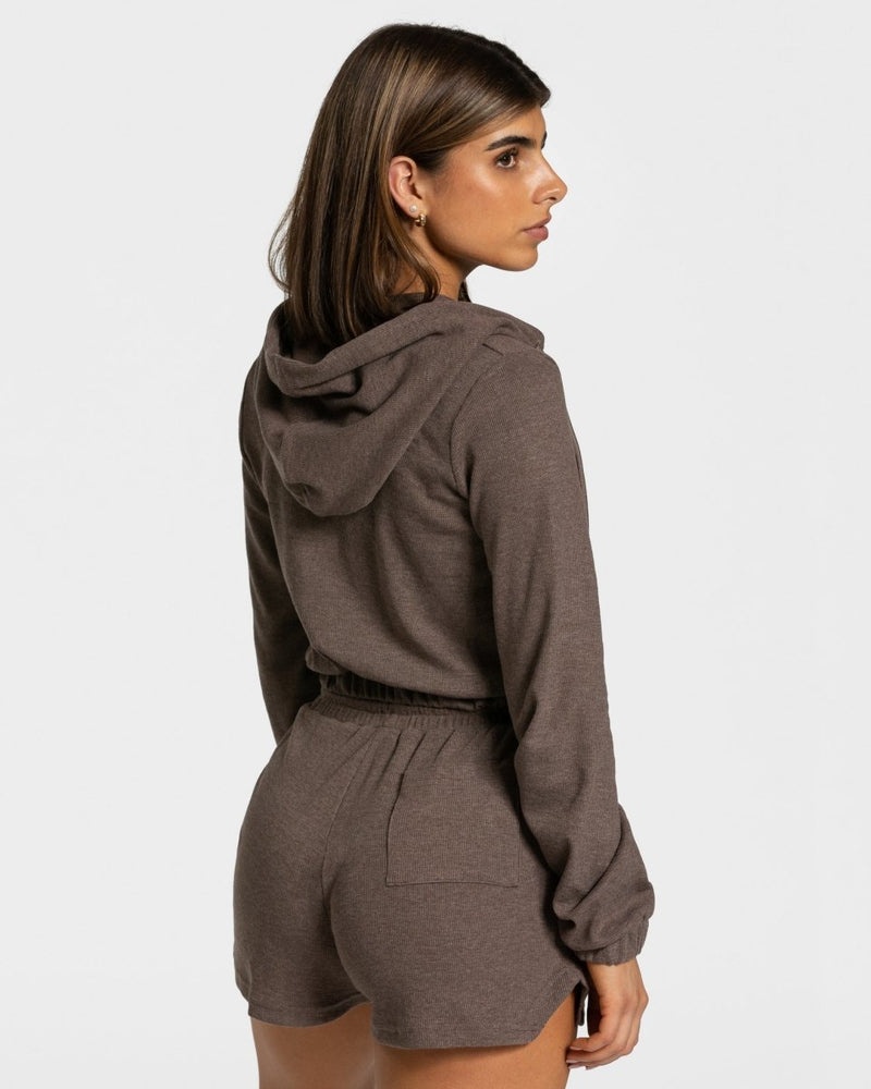 Dark Brown Women Teveo Lounge Zip Hoodie | HVC-5935