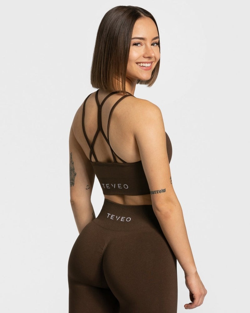 Dark Brown Women Teveo Timeless Scrunch Sports Bra | UHC-1261