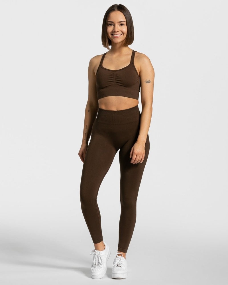 Dark Brown Women Teveo Timeless Scrunch Sports Bra | UHC-1261