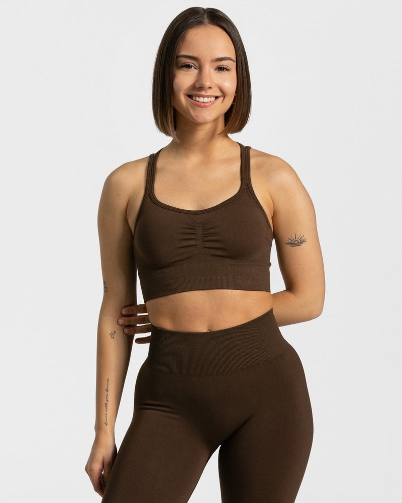 Dark Brown Women Teveo Timeless Scrunch Sports Bra | UHC-1261