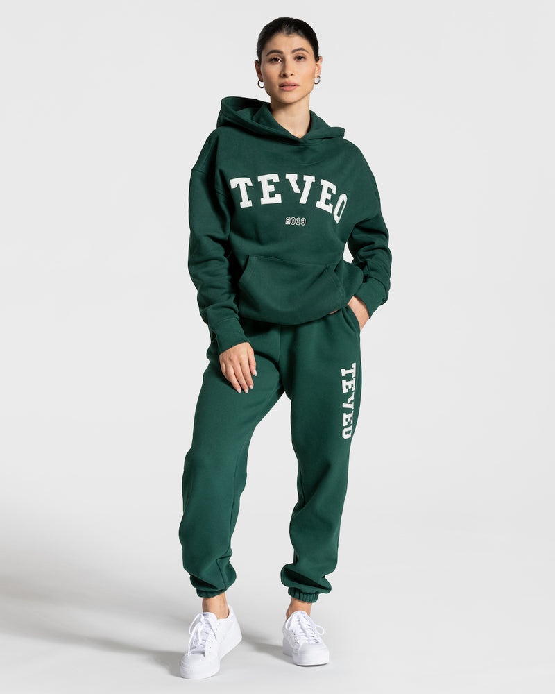 Dark Green Women Teveo College Oversized Hoodie | YWD-0577