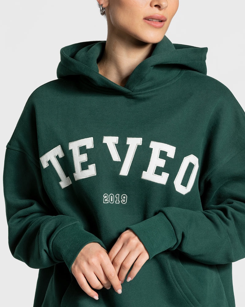 Dark Green Women Teveo College Oversized Hoodie | YWD-0577