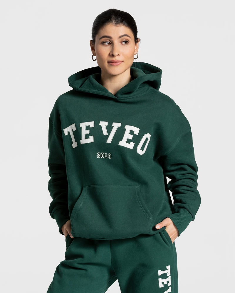 Dark Green Women Teveo College Oversized Hoodie | YWD-0577