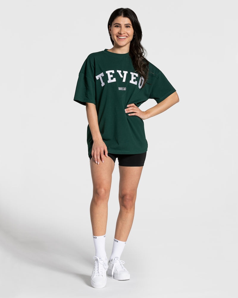 Dark Green Women Teveo College Oversized T Shirts | DPT-8812