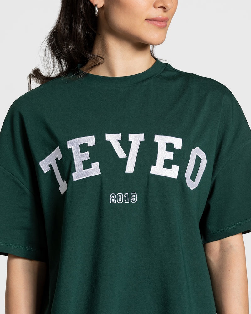 Dark Green Women Teveo College Oversized T Shirts | DPT-8812